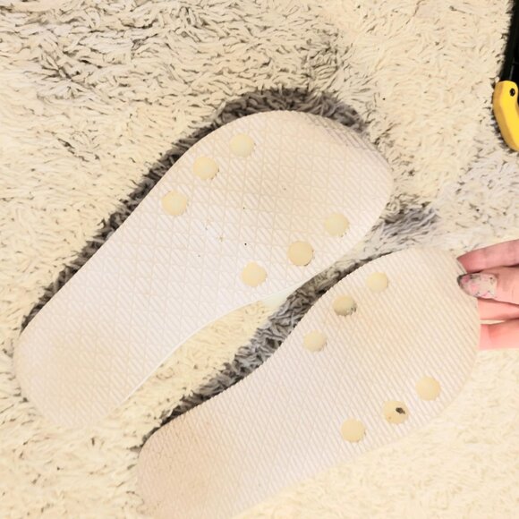 BEBE Women's White Leanna Rhinestone Embellished Logo Vamp Slide Sandals SZ 7 - Picture 4 of 6